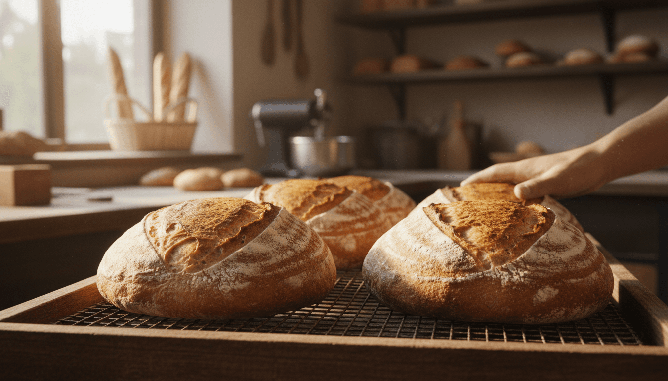 Pane fresco appena sfornato nel forno interno di CRAI Coraggio Srl a Minturno