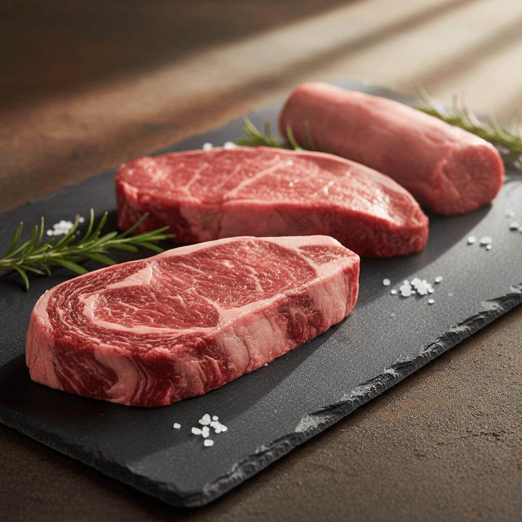 Tagli premium di carne fresca con marezzatura naturale