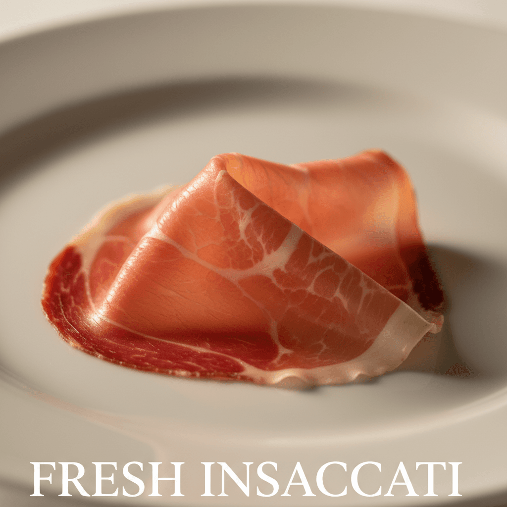 Dettaglio di fetta di prosciutto premium mostra la qualità del prodotto