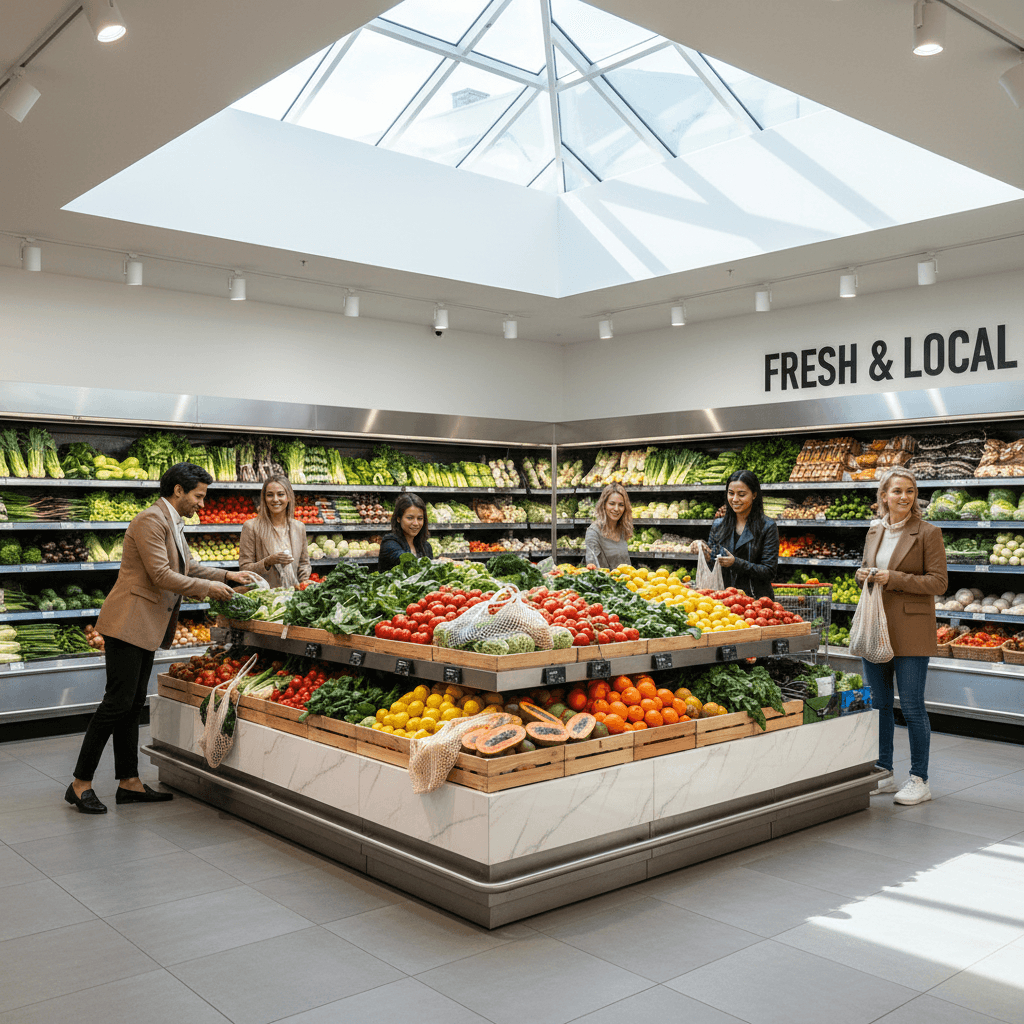 Reparto frutta e verdura della CRAI Coraggio